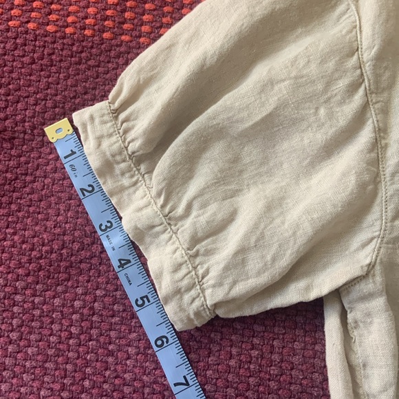 ZARA SIZE L Cream Linen Button-up Blouse - Picture 7 of 10